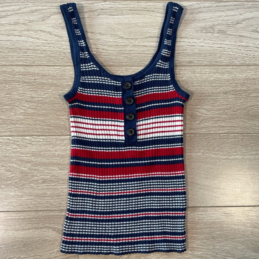 American Eagle Red, White and Blue Stripe Tank Top Size XS